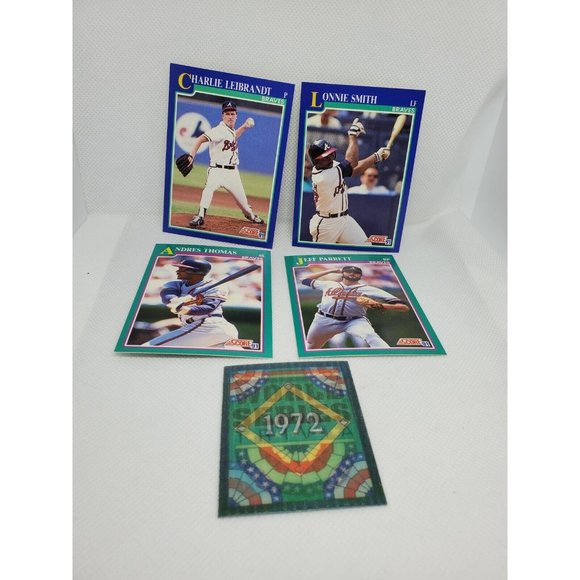 Lot Of 4 Score 91 Vintage Braves Baseball Trading Cards W/ World Series 1992 - Picture 1 of 12